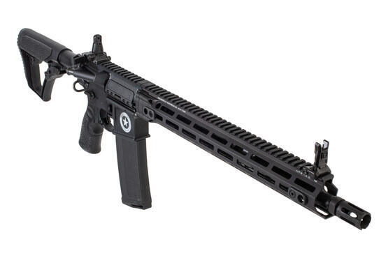 Daniel Defense DDM4V7 Texas Edition 5.56 NATO Rifle is equipped with Magpul MBUS Pro sights